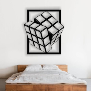 Cube square puzzle game wall decor frame | Metal art work