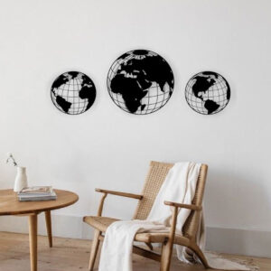 Global world map wall art | combo of 3 wall decor