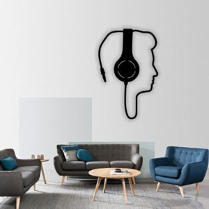 Headphone Sounds Head on  wall decor art