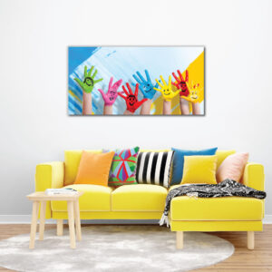 Children hand painting colorful wall art | canvas painting