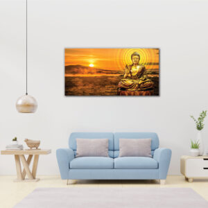 Golden buddha spirtual in sunshine nature wall art | canvas painting