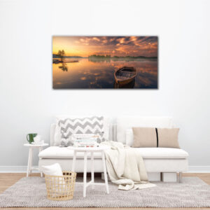 Nature river steam boat wall art | canvas painting