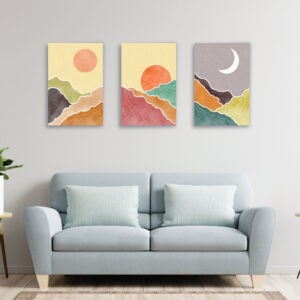 Sunrise sunset moon wall art | canvas painting