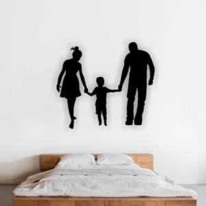 Cute small family of father mother and son love wall decor