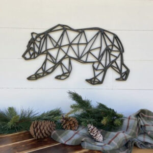 Giant Bear jungle animal walking on the wall metal frame decor