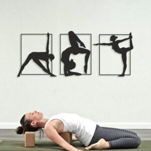 3 Set of Yoga pose wall metal frame decor