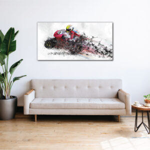 Bike on the track for race red colour canvas paintings