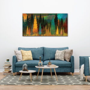 Colorful painting of Trees in the middle of Sunset | Canvas paintings