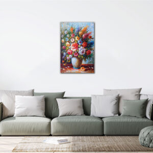 Colorful Flowers on the pot of table canvas paintings