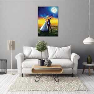 Couples on the Blue Moon sky night beautiful wall painting art