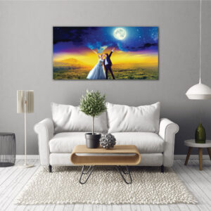 Couples on the Blue Moon sky night beautiful wall painting art