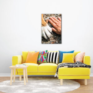 Dog paw comparison hand wall painting for Pets lover