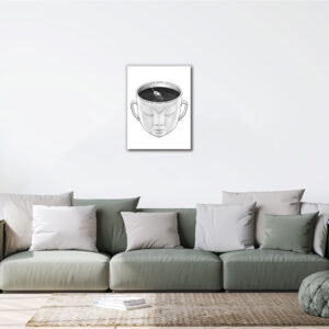 Face Coffe Cup floaitng fish wall painting design