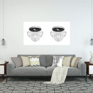 Face Coffe Cup floaitng fish wall painting design