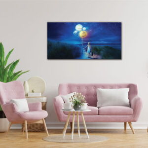 The Blue Galaxy on the baloon planet wall art design paintings